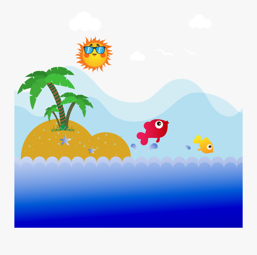 Collection Of Free Waterfall Drawing Tropical Island - Laut Kartun, Transparent Clipart