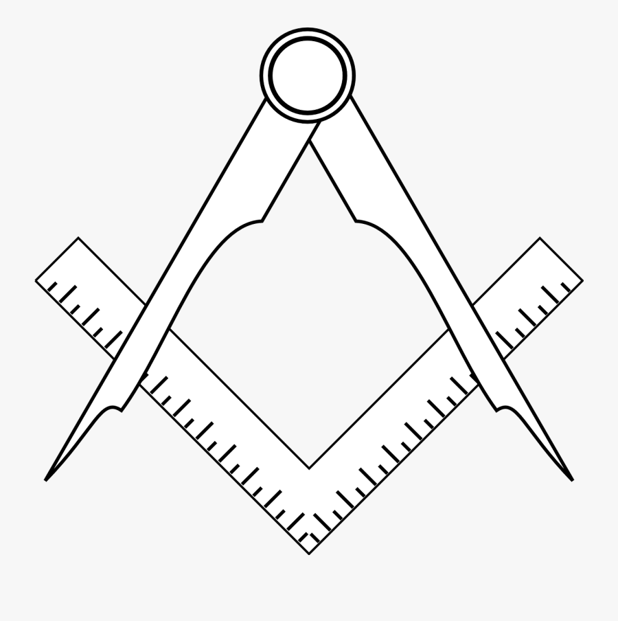 Freemasonry Square - Square And Compass Black Background, Transparent Clipart