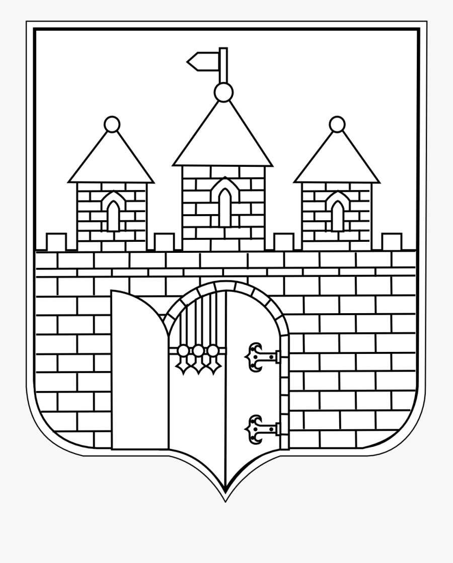 Bydgoszcz Coat Of Arms Black White Line Art Flag 555px - Herb Bydgoszczy, Transparent Clipart