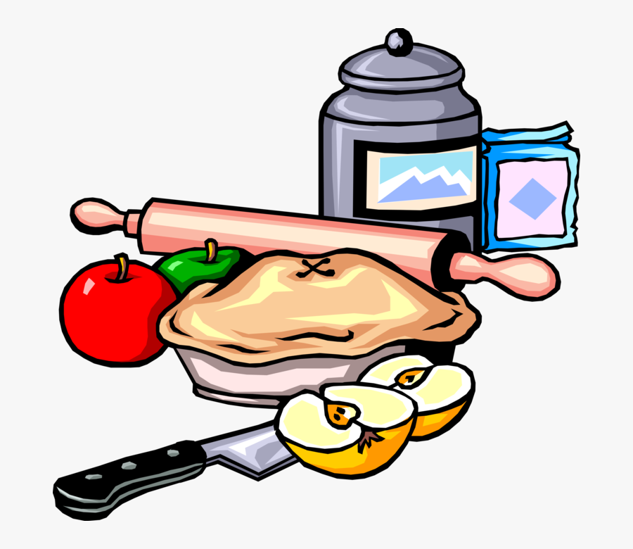 Vector Illustration Of Fresh Baked Apple Pie With Ingredients - Apple Pie Ingredients Cartoon, Transparent Clipart