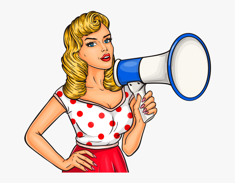 Pop Art Girl With Megaphone Png Image Free Download - Pop Art Girl Megaphone, Transparent Clipart