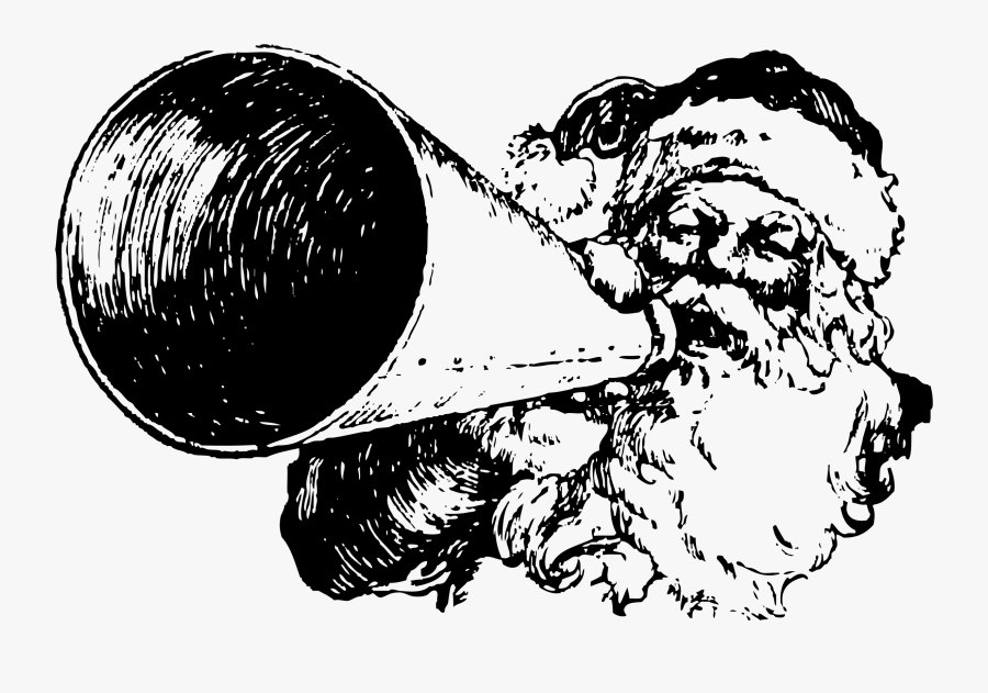 Santa With A Megaphone - Vector Graphics, Transparent Clipart