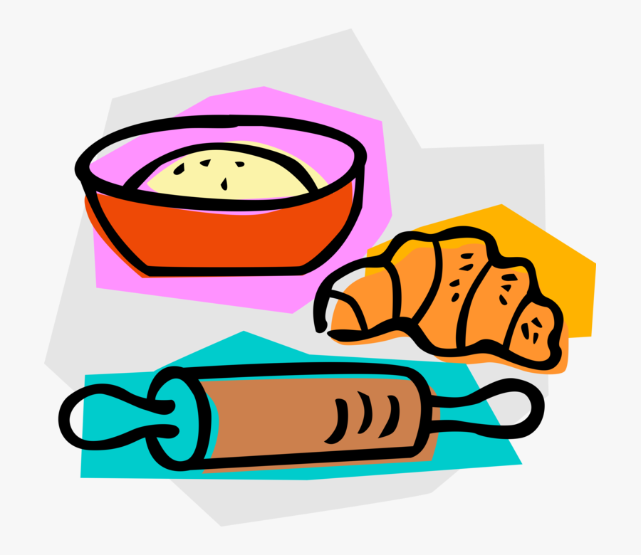 Vector Illustration Of Rolling Pin With Flour Dough - Rolling Pin Clip Art, Transparent Clipart