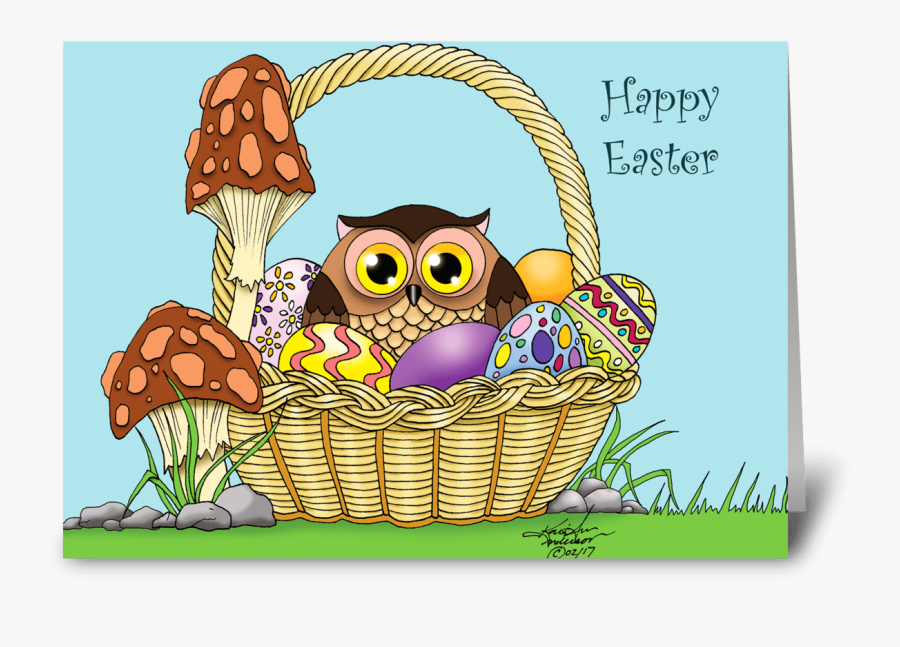 Easter Owl Greeting Card - Easter Owl, Transparent Clipart