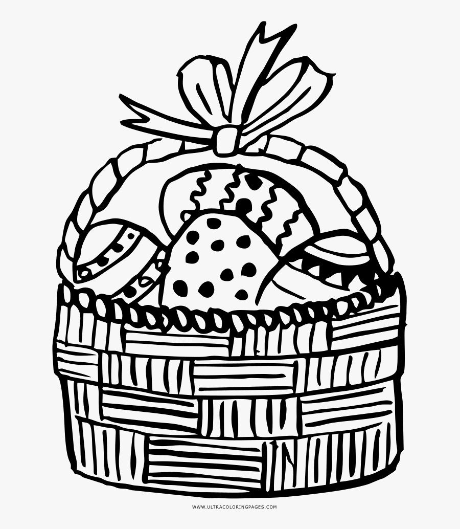 Easter Basket Coloring Page - Line Art, Transparent Clipart