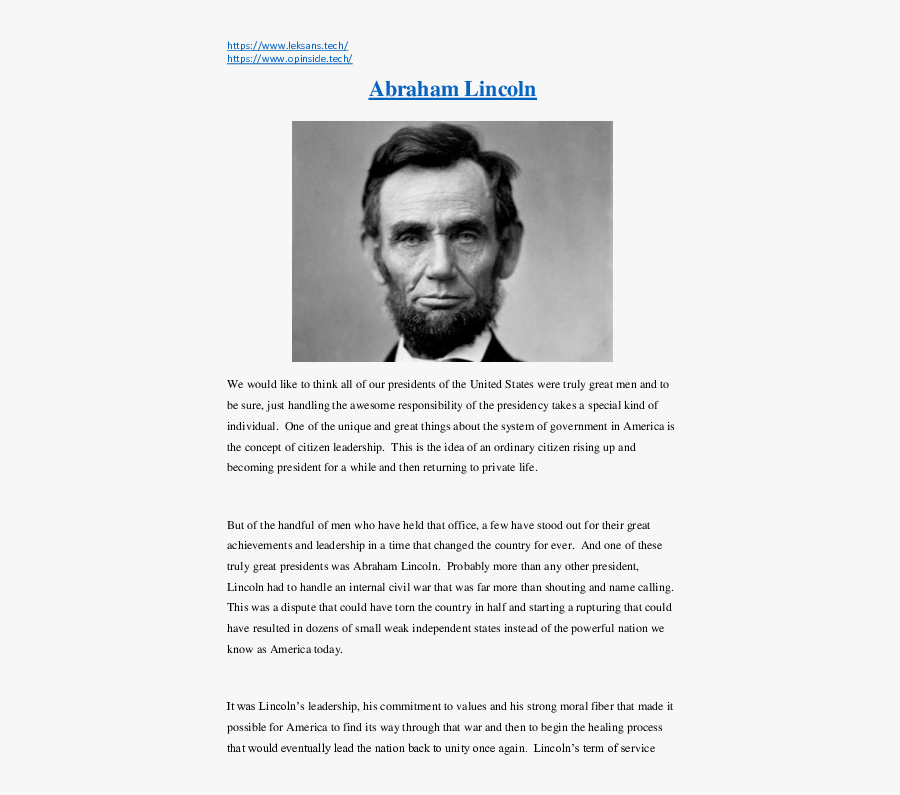 Abraham Lincoln, Transparent Clipart