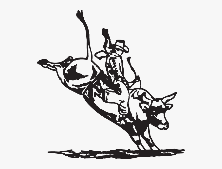 Clip Art Bullwhip Rodeo - Bull Riding Pictures Black And White, Transparent Clipart