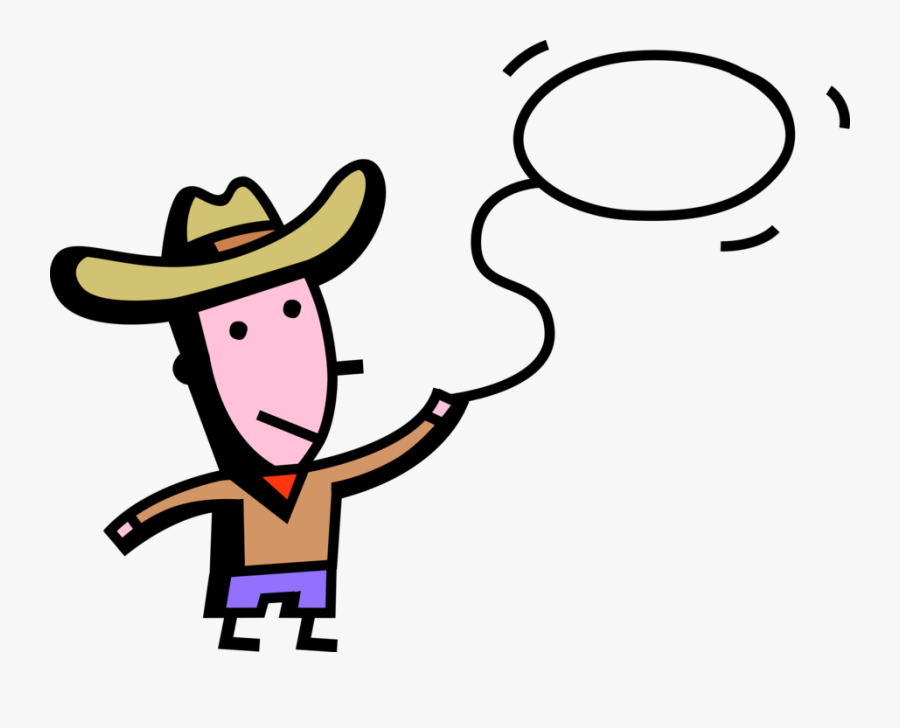 Vector Illustration Of Rodeo Cowboy With Lasso Lariat - Rabbis Clip Art, Transparent Clipart