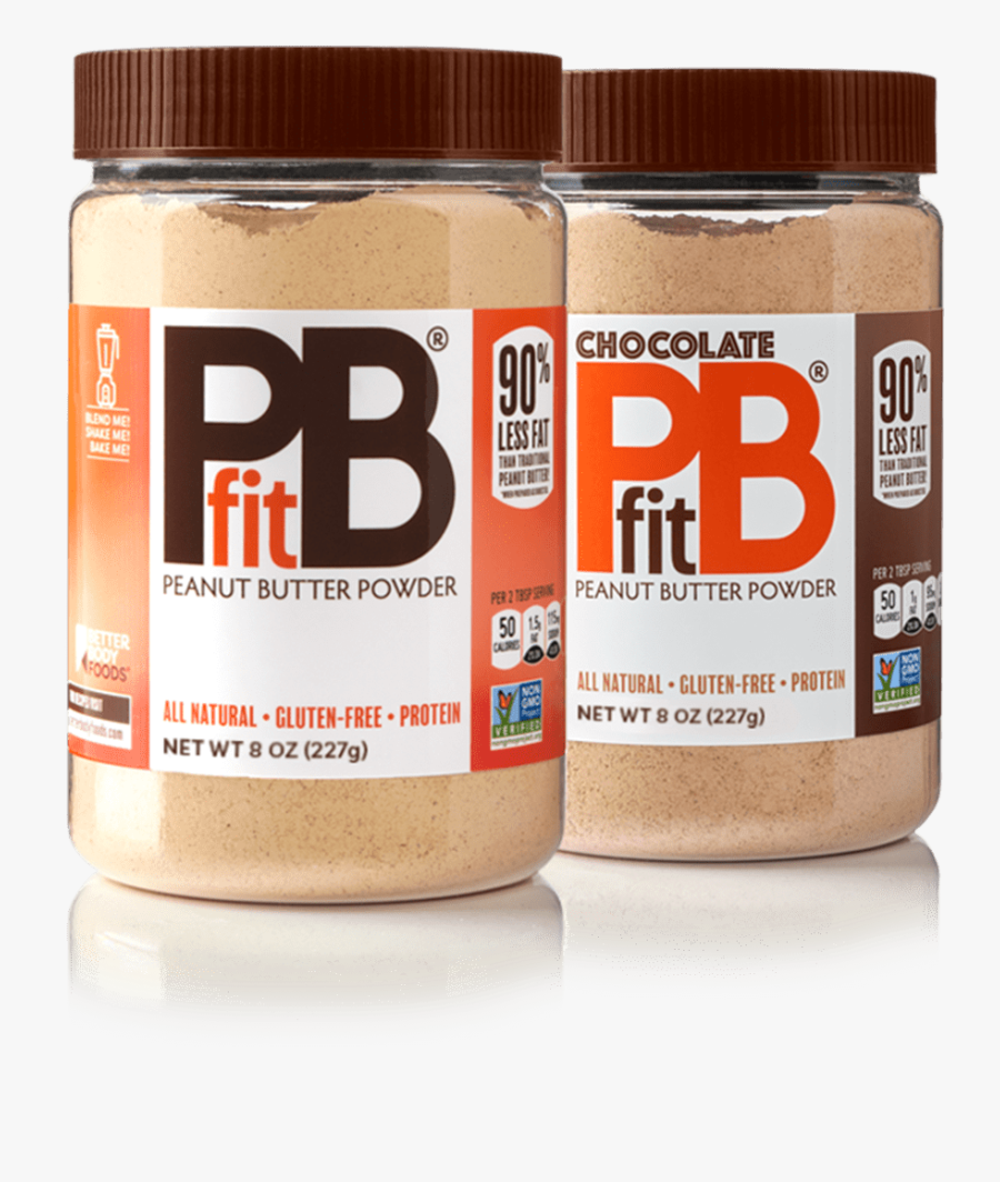 Two Containers Of Original And Chocolate Sugar-free - Pbfit All Natural Peanut Butter Powder 30 Oz, Transparent Clipart