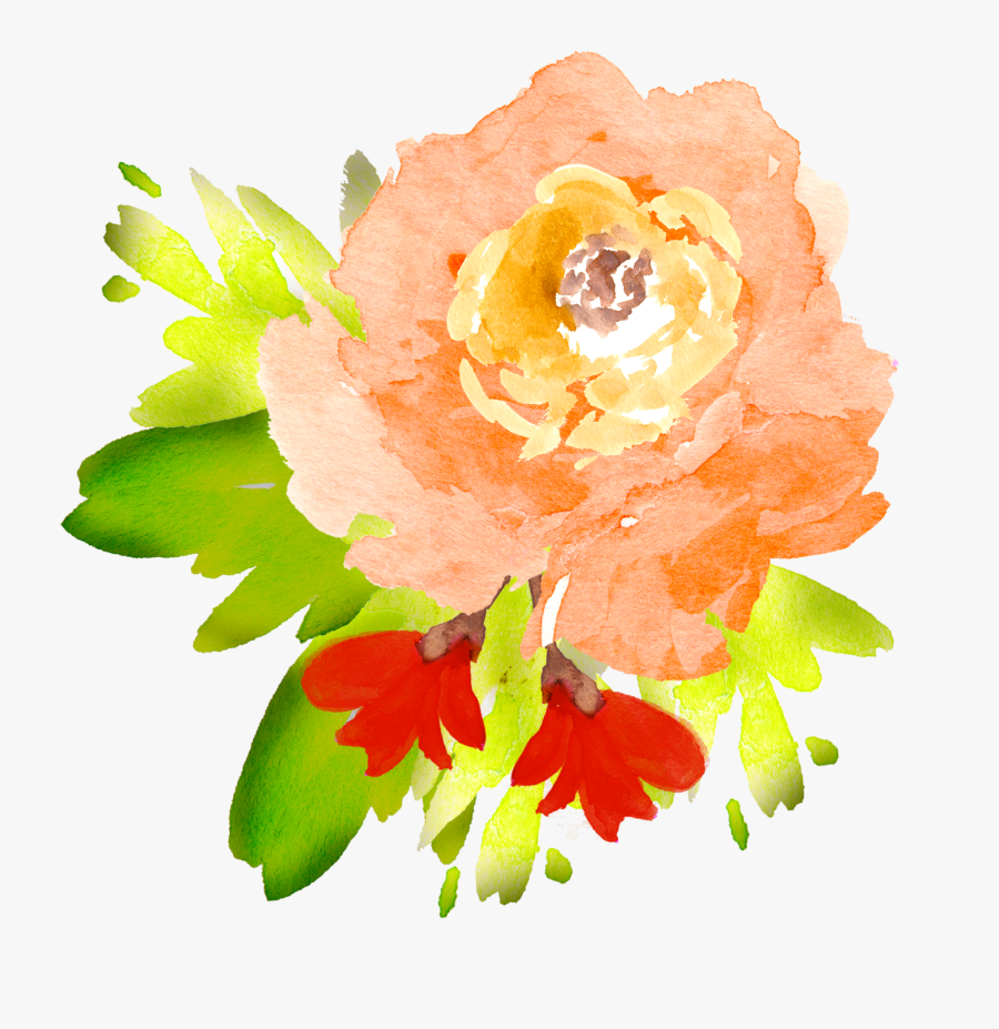 Floral Clipart Watercolor - Orange Watercolor Flower Png, Transparent Clipart