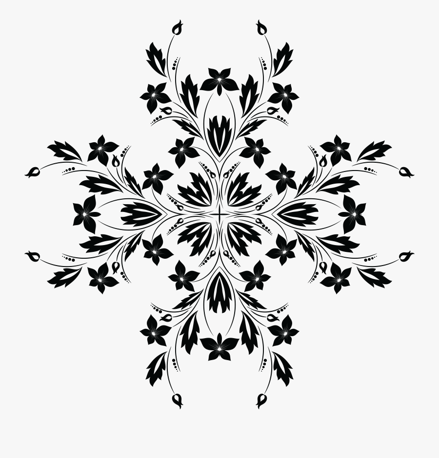Free Clipart Of A Black And White Floral Vine Design - Vector Flowers Black & White Png, Transparent Clipart