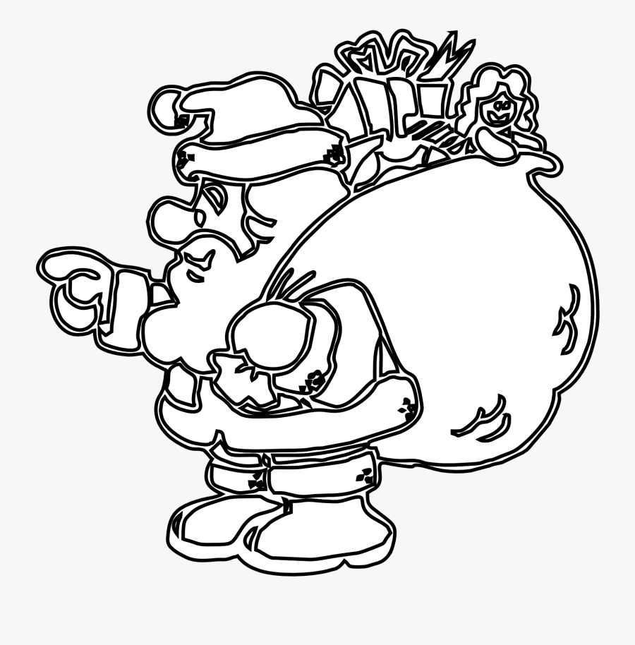 Santa Claus Clipart Black And White Peace Love And - Christmas Coloring Pages, Transparent Clipart