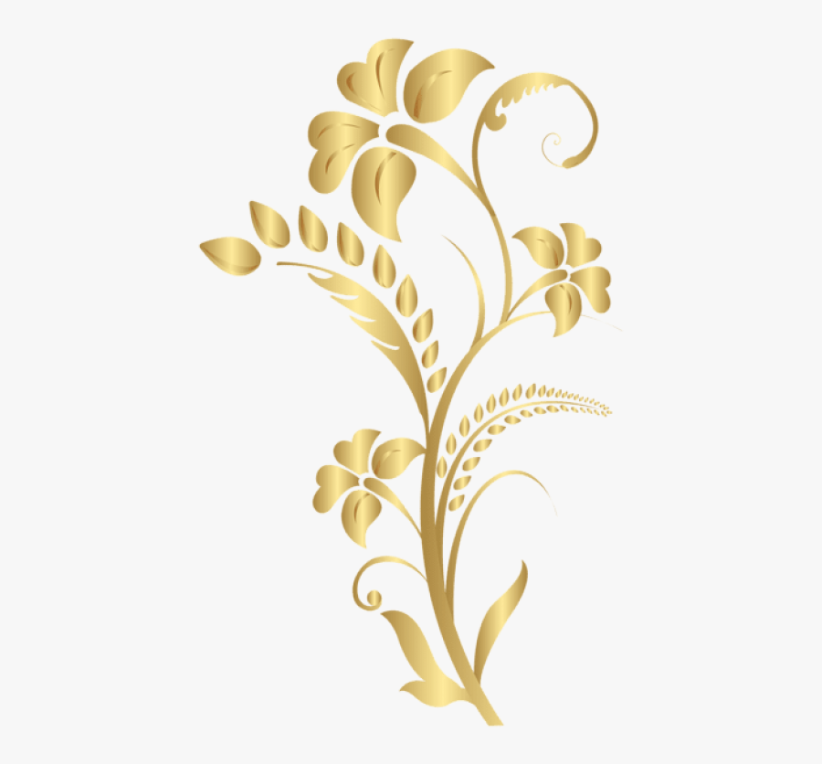 Free Png Download Floral Element Gold Clipart Png Photo - Png Design Flower Gold, Transparent Clipart