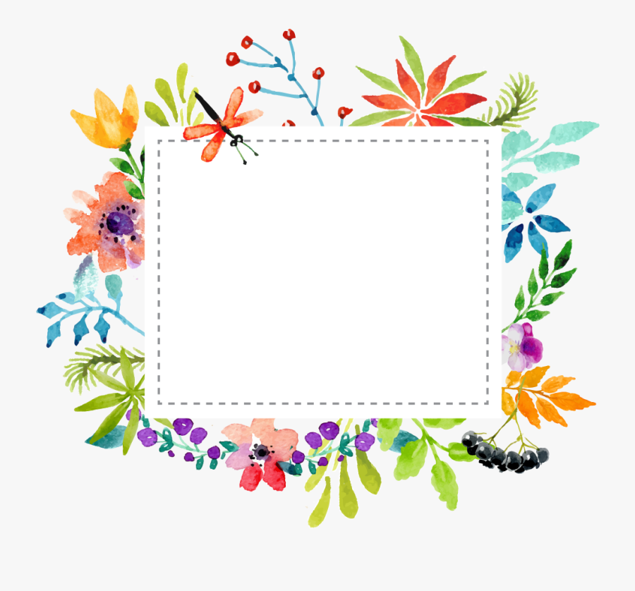 Watercolor Material Flowers Border Vector Png Download - Transparent Background Watercolor Rectangle Floral, Transparent Clipart
