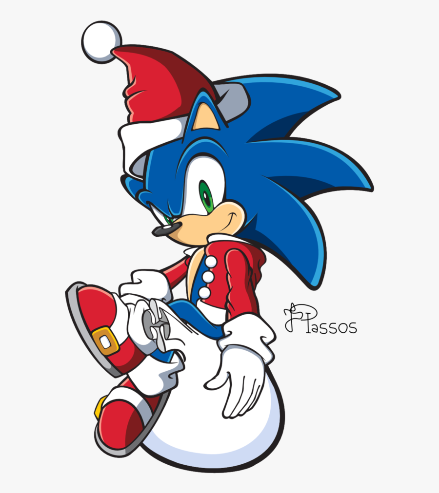 Tails Drawing Sonic Black And White Library - Sonic The Hedgehog Santa, Transparent Clipart