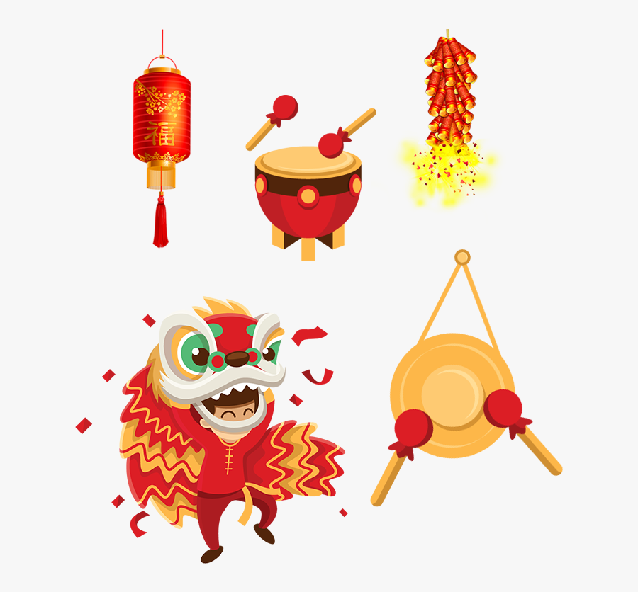 Chinese Clipart Firecracker - Dragon Dance Cartoon Png, Transparent Clipart