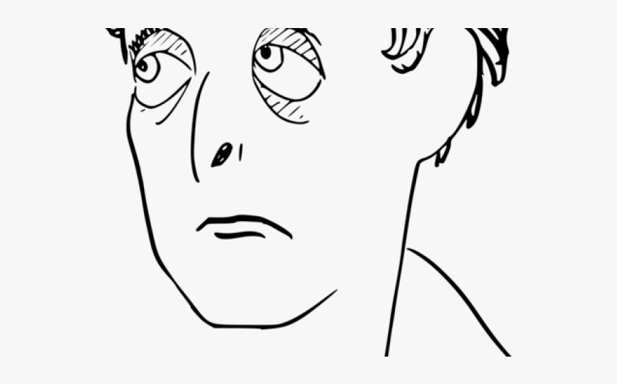 Sad Clipart Eyebrow - Depressed Man Face Drawing, Transparent Clipart