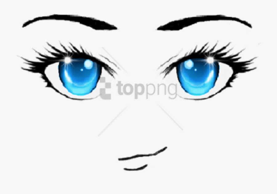 Up,eyebrow,facial Body,clip And White,style - Anime Face Blue Eyes, Transparent Clipart