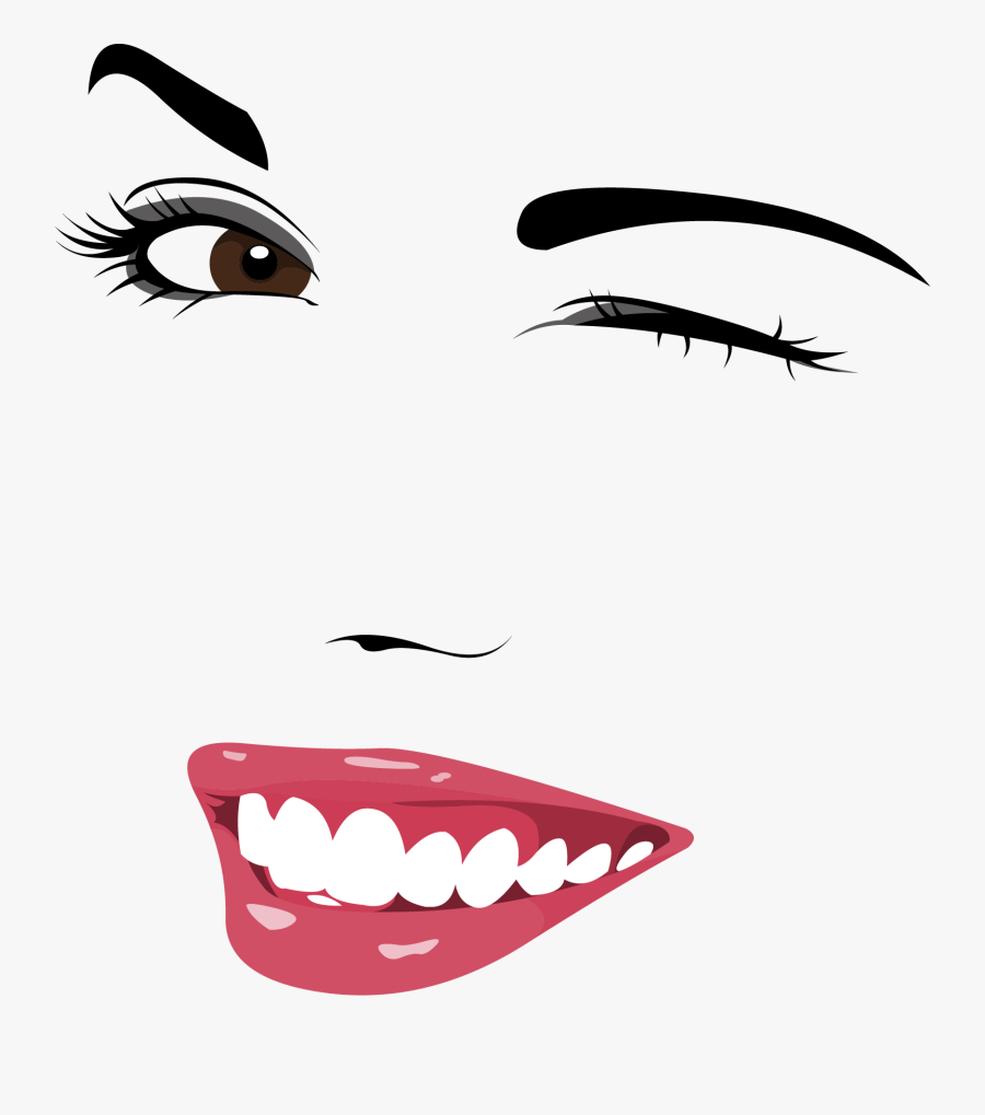 Wink Eyebrow Facial Expression - Guiñando El Ojo Dibujo, Transparent Clipart