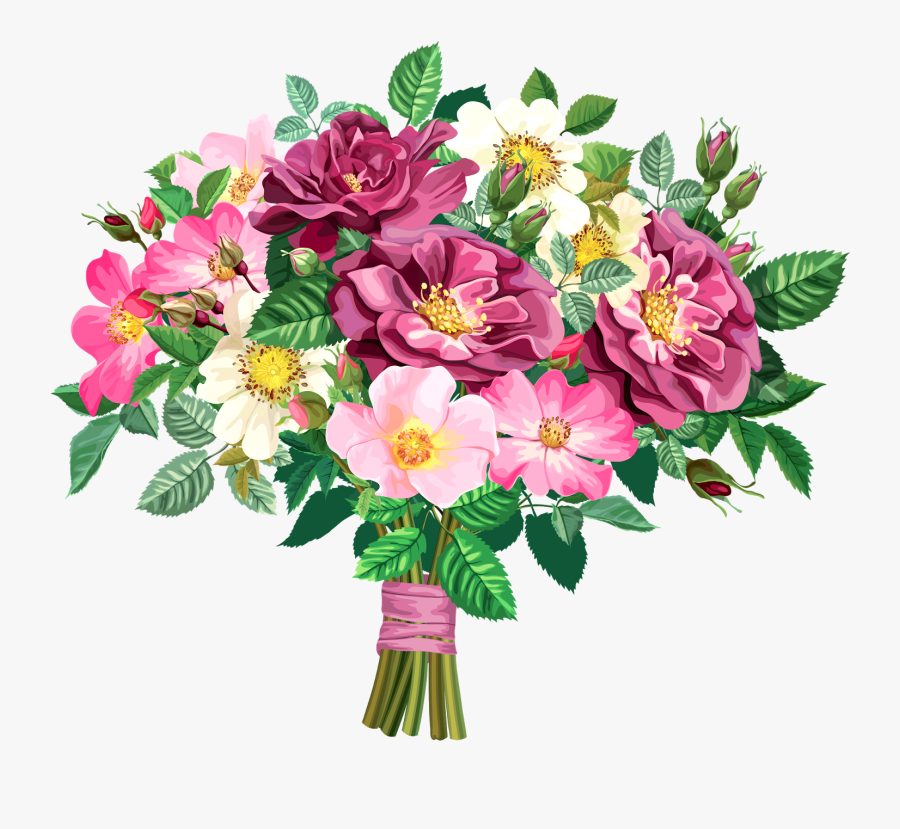 Pink Rose Clipart Flower Bouquet - Transparent Flower Bouquet Png, Transparent Clipart