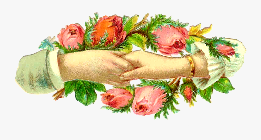 Pink Rose Clipart Vintage Hand , Png Download - Victorian Holding Hands, Transparent Clipart