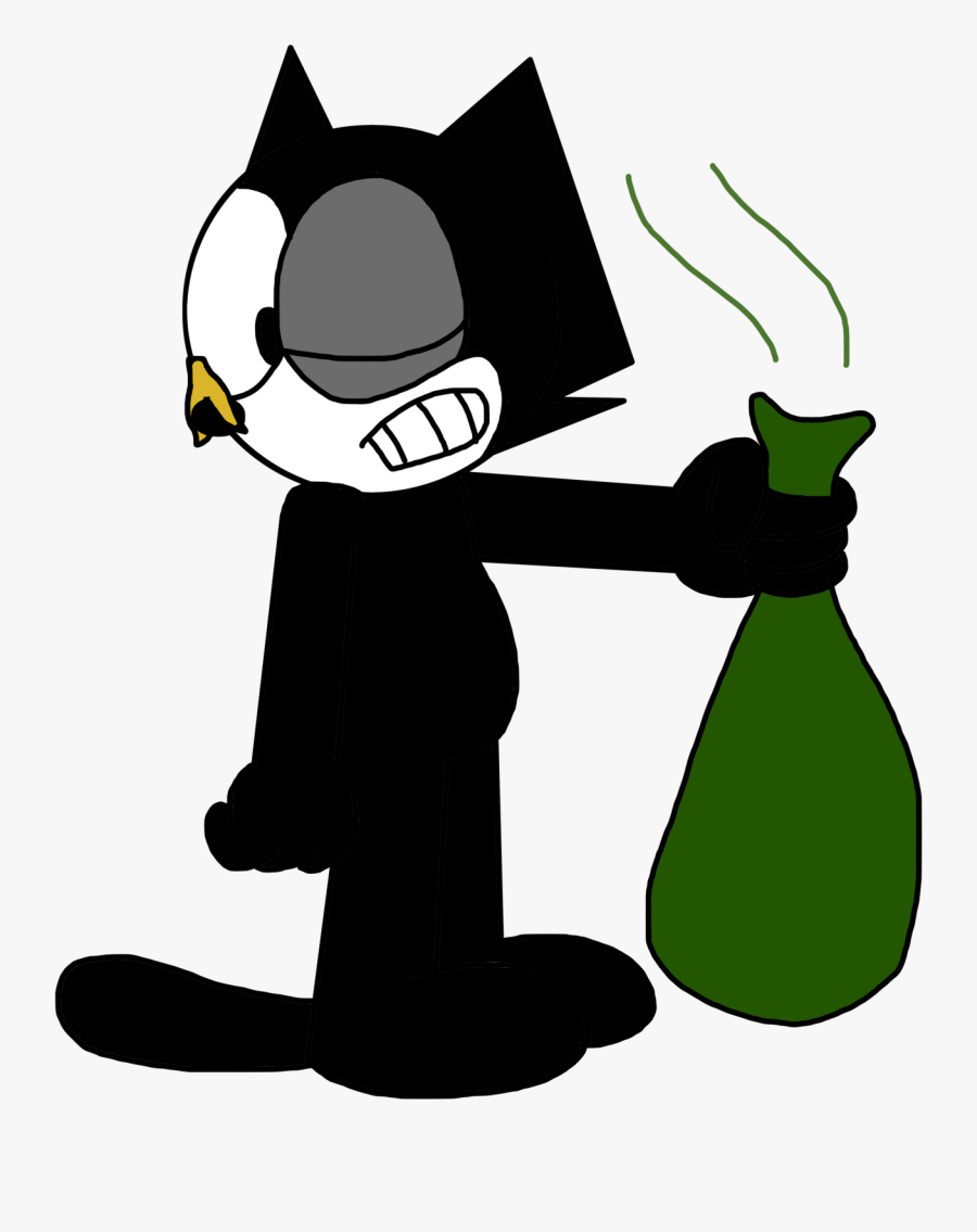 Felix With A Garbage Bag By Marcospower1996 - Cat In Bin Bag, Transparent Clipart