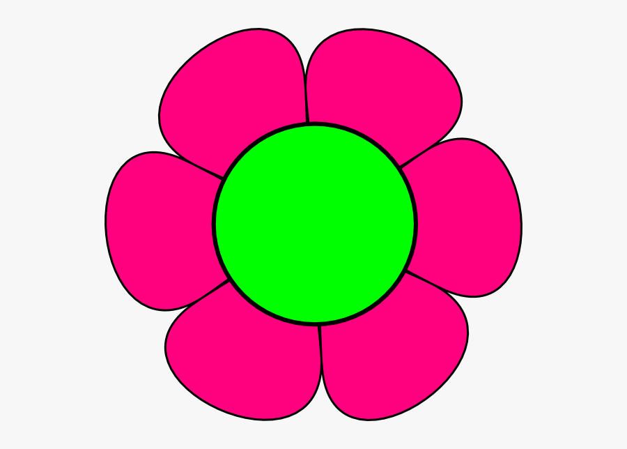 Large Green And Pink Flower Clip Art - Cartoon Image Of A Flower, Transparent Clipart