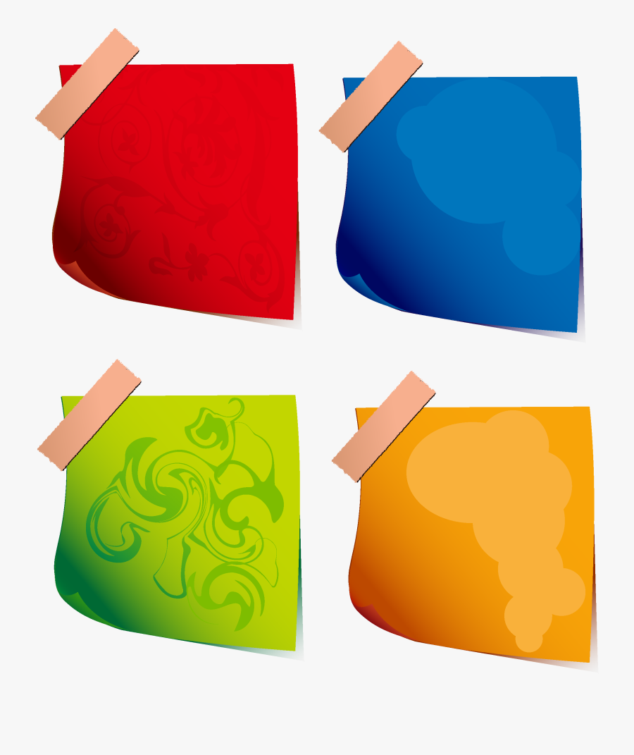 Postit Vector Tape Svg Black And White Library - Png Cartoon Sticky Notes, Transparent Clipart