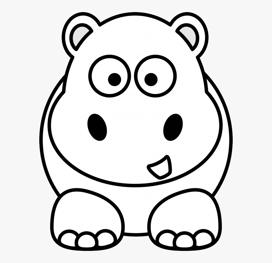 Transparent Cute Hippo Clipart - Animal Clipart Black And White, Transparent Clipart