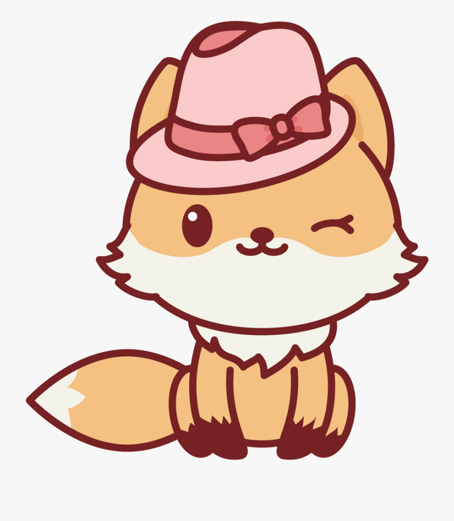 Winking Nerdy Fox - Cute Kawaii Animals Clipart, Transparent Clipart
