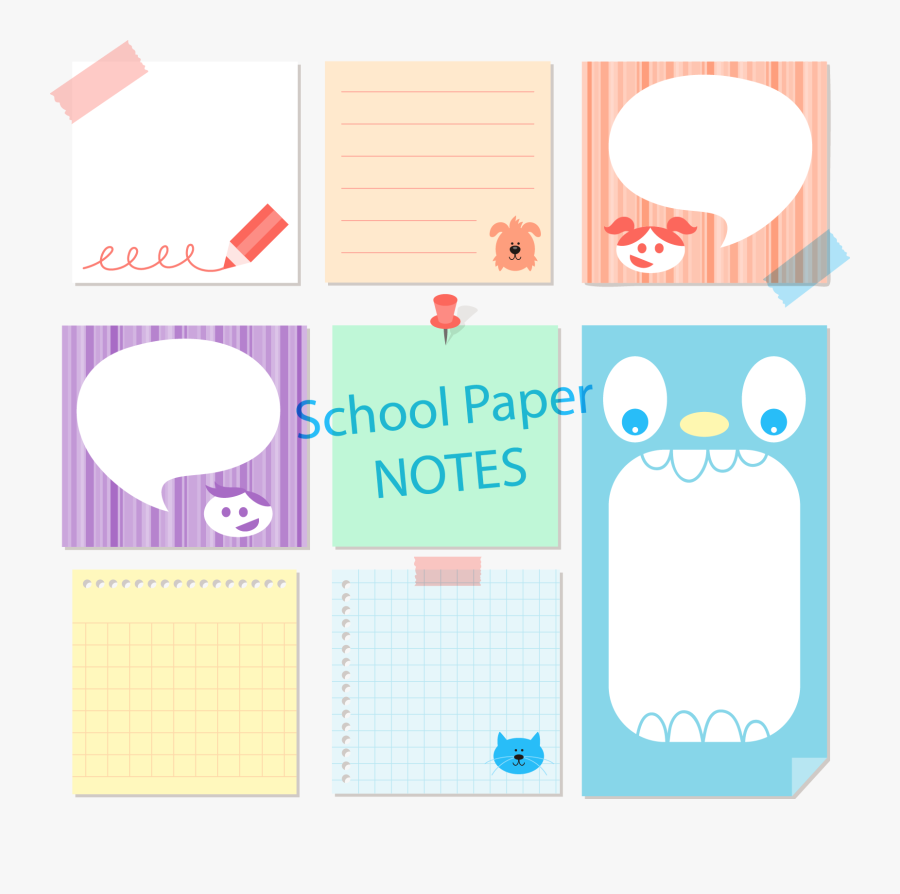 Notes Clipart School Papers - Notes Vector Sticky, Transparent Clipart