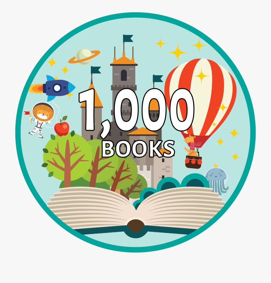1,000 Books Badge - 1000 Books Before Kindergarten Badges, Transparent Clipart