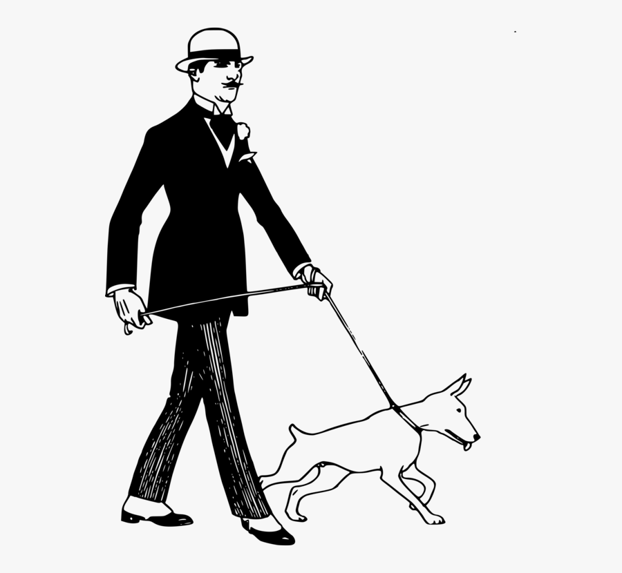 Art,monochrome Photography,vertebrate - Clipart Man And Dog, Transparent Clipart