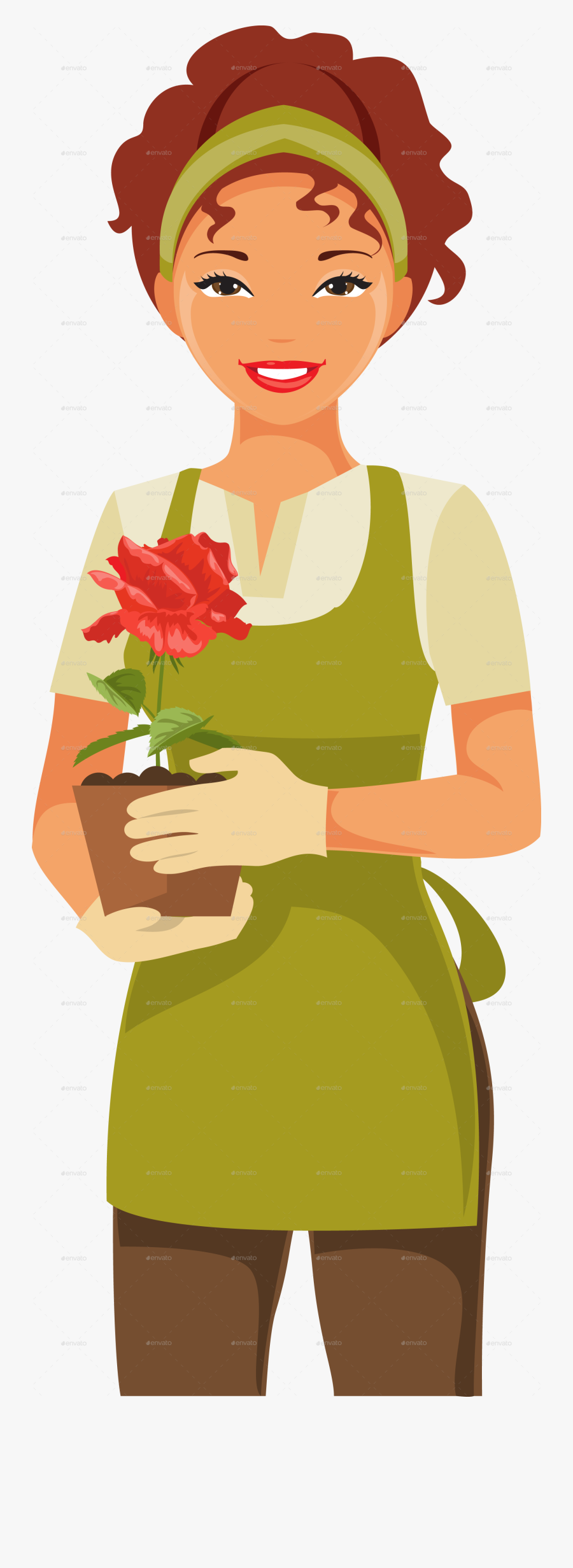 Clipart Woman Gardener - Woman Gardening Clipart, Transparent Clipart