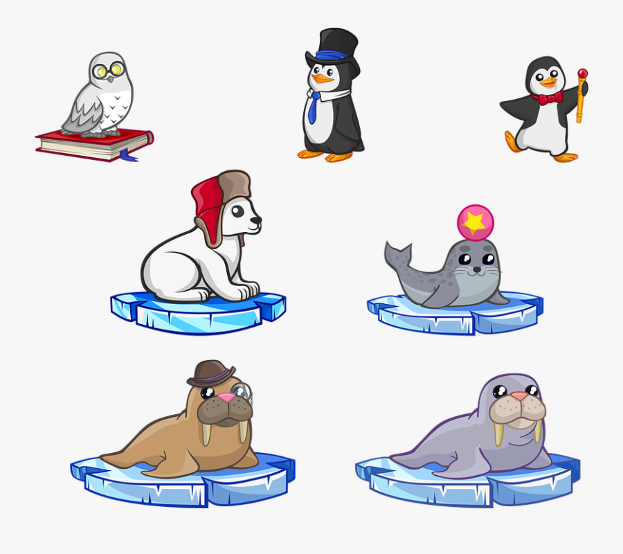 Polar, Animals, Antarctic, Arctic, North Pole, Owl - Penguin Sea Lion Polar Bear, Transparent Clipart
