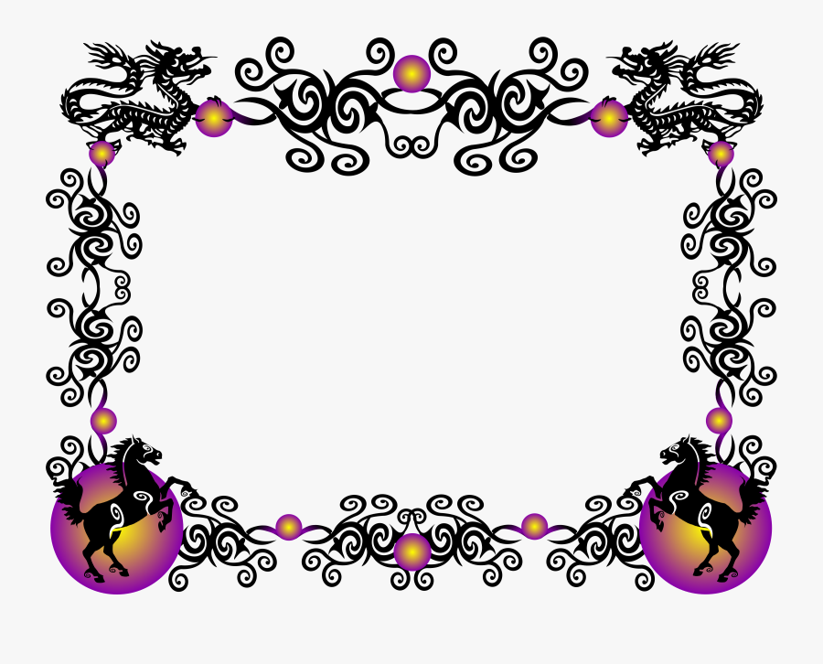 Pink,visual Arts,flower - Chinese Dragon Border Clip Art, Transparent Clipart