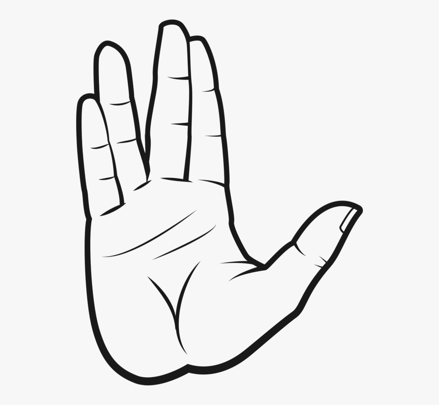 Line Art,drawing,thumb - Live Long And Prosper Finger Gesture, Transparent Clipart