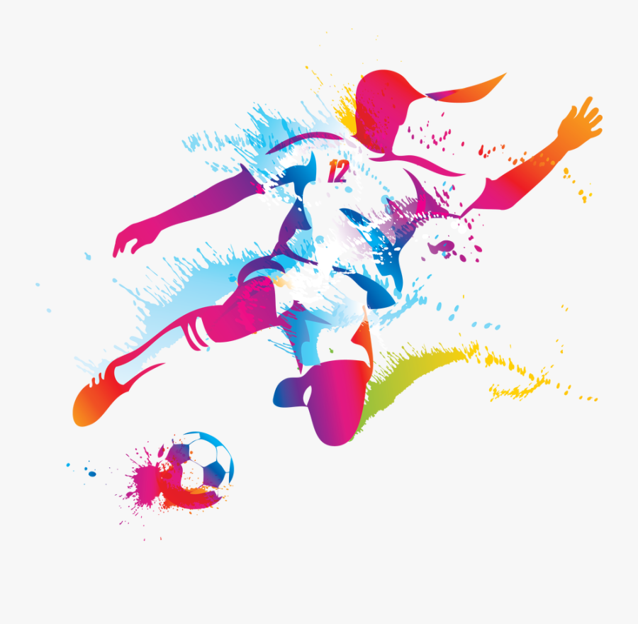 Play Clipart Female Soccer Player - Vetor Futebol Colorido, Transparent Clipart