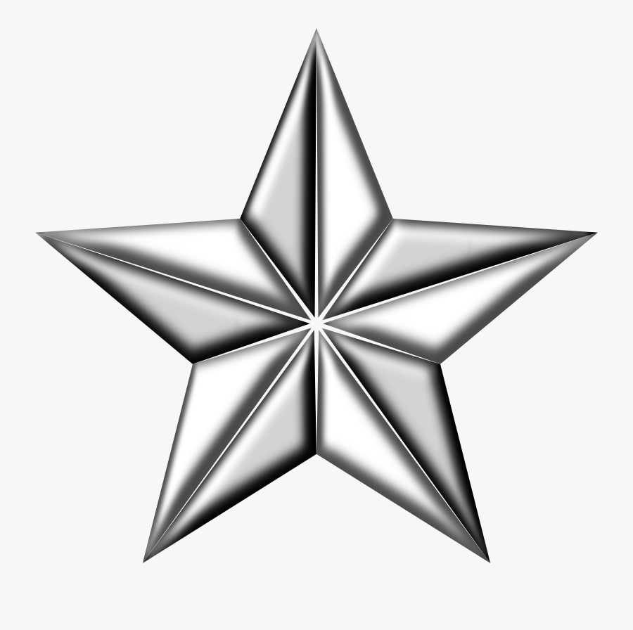 3d Segmented Silver Star Banner Stock - 3d Silver Star Png, Transparent Clipart