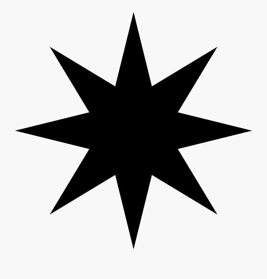 8 Point Black Star, Transparent Clipart