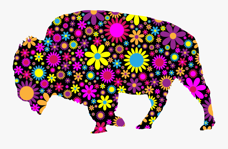 Floral Bison Silhouette Clip Arts - Thumbs Up With Flowers, Transparent Clipart