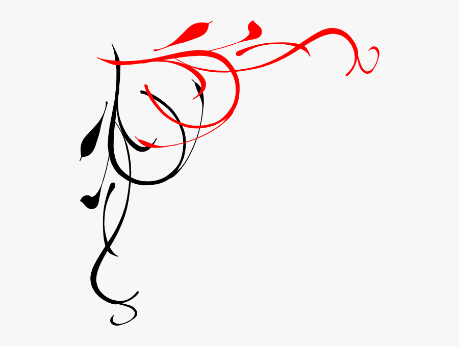 Vine Heart Half Black Red Clip Art At Clker - Border Design Blue And Pink, Transparent Clipart