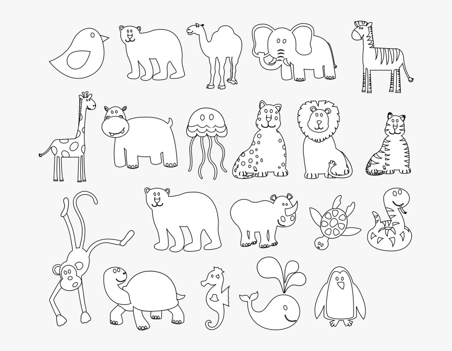 Stuffed Animal Clipart Black And White - Animals White Png, Transparent Clipart