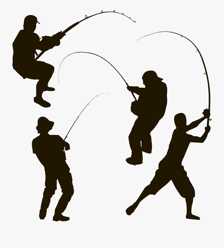 Silhouette Fishing Fisherman Clip Art - Deep Sea Fisherman Silhouette, Transparent Clipart