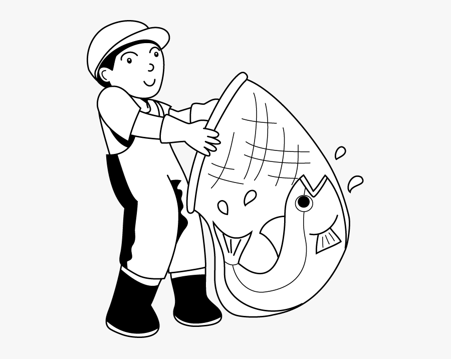 Fisherman Fishing Net Clip Art Cliparts And Others - Fisherman Black And White, Transparent Clipart