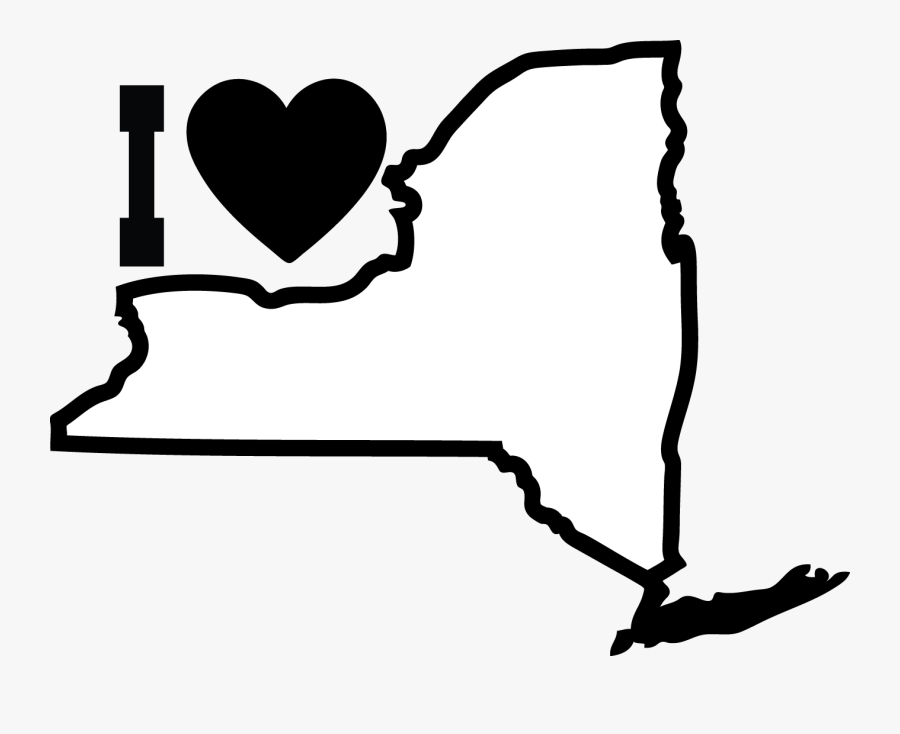 Images For Black Heart Outlines - New York City State Outline, Transparent Clipart