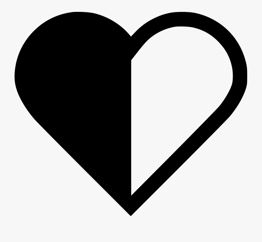 Half Svg Png Free - Half Heart Clipart Black And White, Transparent Clipart