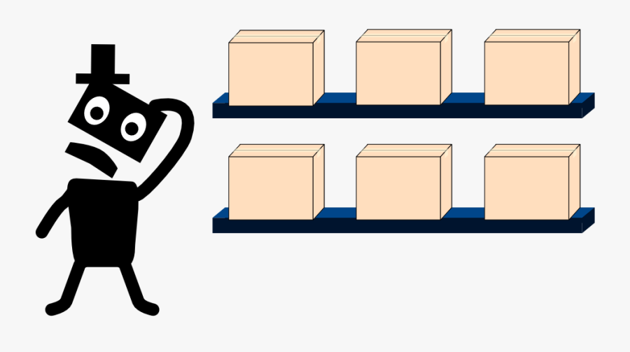Unhappy Mister Icon With Unlabelled Boxes In His Garage, Transparent Clipart