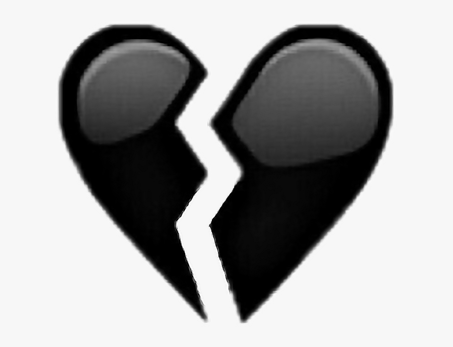 Transparent Broken Heart Clipart - Black Heart Break Emoji, Transparent Clipart