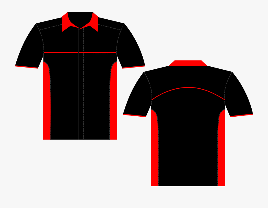 Transparent Button Up Shirt Clipart - Uniform Polo Shirt Black And Red, Transparent Clipart